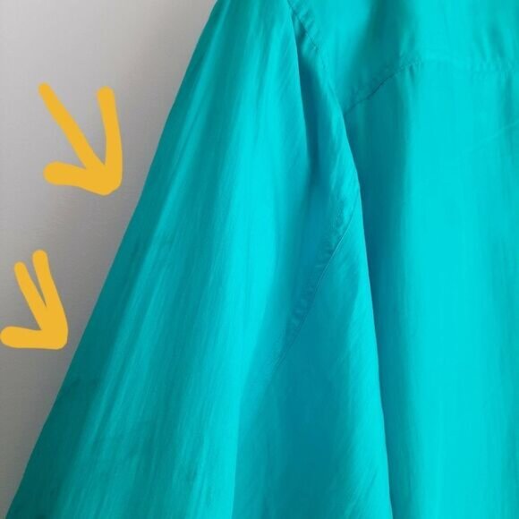 Vintage BERNARDO \ 100% Silk 90's Windbreaker Long Jacket Bright Blue M Flawed - Picture 13 of 15